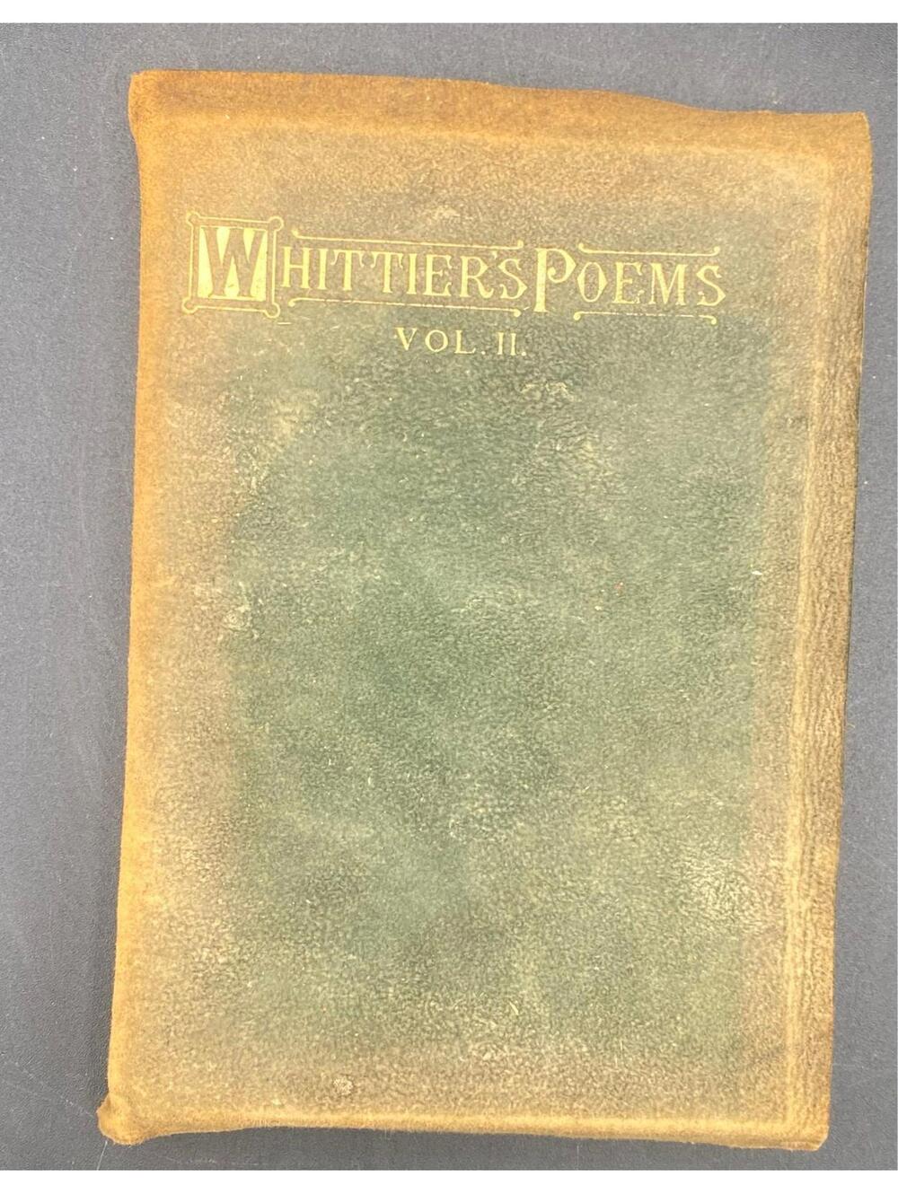 Antique Whittier’s Poems Vol. II – Suede Bound Henry Altemus Decorative Edition
